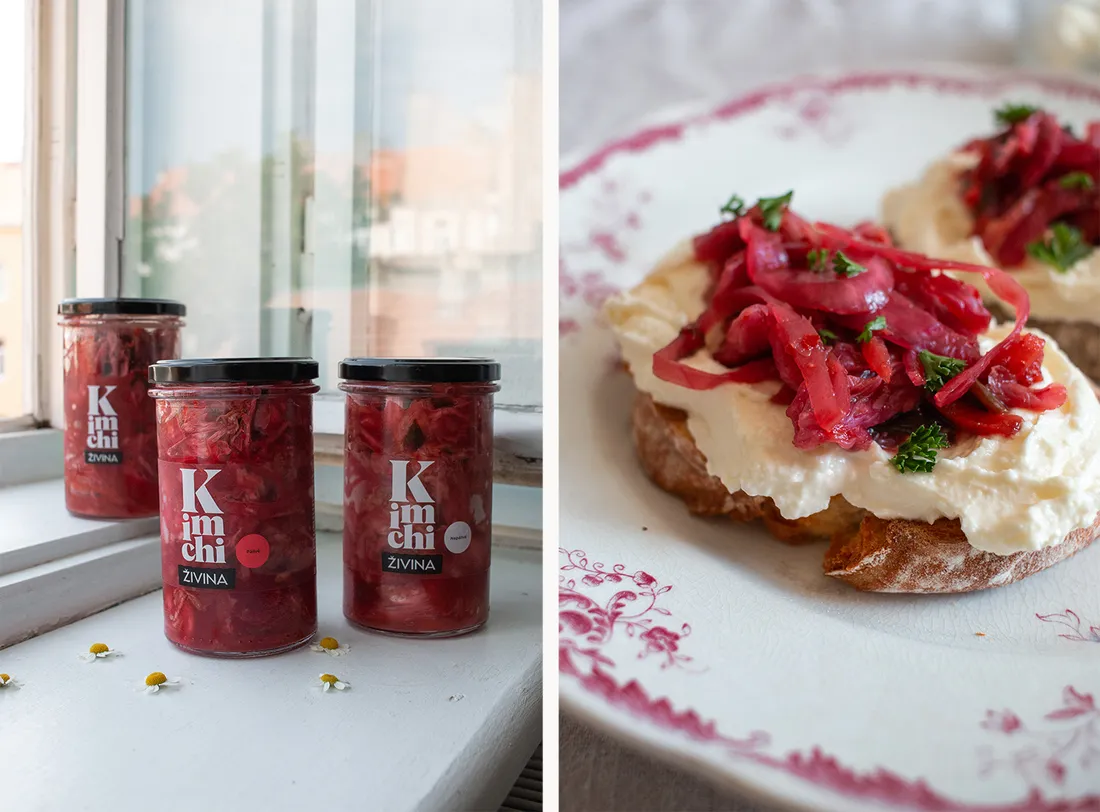 Kváskový chleba s fetou a fenyklovým kimchi